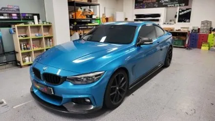 bmw f32 4시리즈 차량 랩핑 비용:) 드래곤 블러드 레드 pet 고광택 전체랩핑+스모그 ppf필름. / 화성, 수원, 동탄