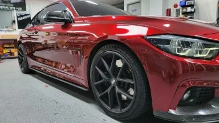 bmw f32 4시리즈 차량 랩핑 비용:) 드래곤 블러드 레드 pet 고광택 전체랩핑+스모그 ppf필름. / 화성, 수원, 동탄
