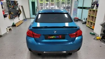 bmw f32 4시리즈 차량 랩핑 비용:) 드래곤 블러드 레드 pet 고광택 전체랩핑+스모그 ppf필름. / 화성, 수원, 동탄