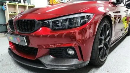 bmw f32 4시리즈 차량 랩핑 비용:) 드래곤 블러드 레드 pet 고광택 전체랩핑+스모그 ppf필름. / 화성, 수원, 동탄