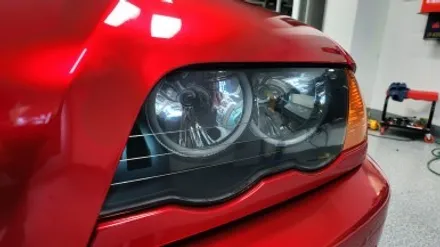 자동차 랩핑 가격:) bmw e46 올드카 클래식카 에이버리 고광택 캔디 레드 전체랩핑,크롬죽이기,스모그ppf필름. / 화성, 수원, 동탄