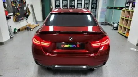 bmw f32 4시리즈 차량 랩핑 비용:) 드래곤 블러드 레드 pet 고광택 전체랩핑+스모그 ppf필름. / 화성, 수원, 동탄