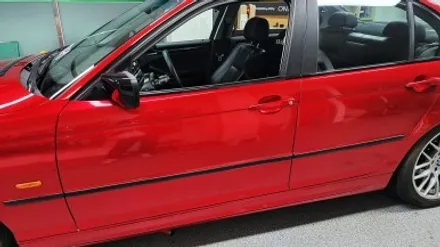 자동차 랩핑 가격:) bmw e46 올드카 클래식카 에이버리 고광택 캔디 레드 전체랩핑,크롬죽이기,스모그ppf필름. / 화성, 수원, 동탄