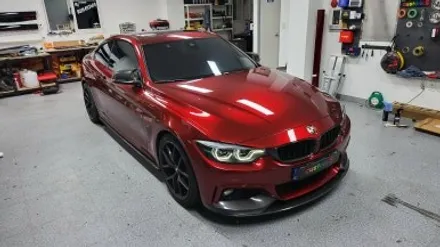 bmw f32 4시리즈 차량 랩핑 비용:) 드래곤 블러드 레드 pet 고광택 전체랩핑+스모그 ppf필름. / 화성, 수원, 동탄