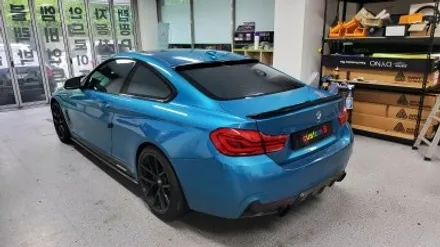 bmw f32 4시리즈 차량 랩핑 비용:) 드래곤 블러드 레드 pet 고광택 전체랩핑+스모그 ppf필름. / 화성, 수원, 동탄