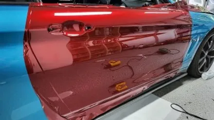 bmw f32 4시리즈 차량 랩핑 비용:) 드래곤 블러드 레드 pet 고광택 전체랩핑+스모그 ppf필름. / 화성, 수원, 동탄