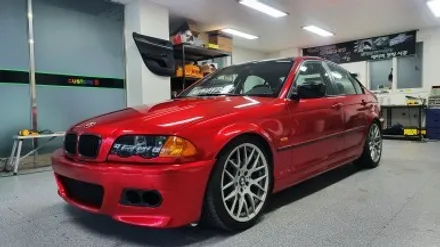 자동차 랩핑 가격:) bmw e46 올드카 클래식카 에이버리 고광택 캔디 레드 전체랩핑,크롬죽이기,스모그ppf필름. / 화성, 수원, 동탄