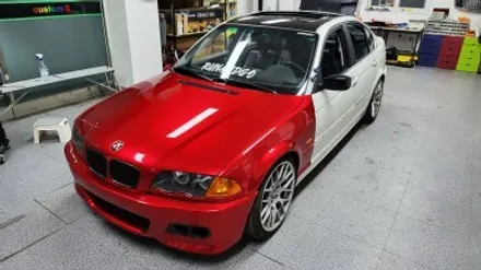 자동차 랩핑 가격:) bmw e46 올드카 클래식카 에이버리 고광택 캔디 레드 전체랩핑,크롬죽이기,스모그ppf필름. / 화성, 수원, 동탄