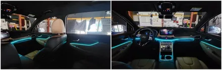 더뉴싼타페TM 엠비언트라이트 무드등 작업으로 바뀐 실내분위기 / 고양, 일산, 김포, 파주