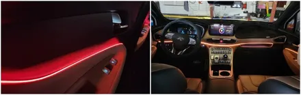 더뉴싼타페TM 엠비언트라이트 무드등 작업으로 바뀐 실내분위기 / 고양, 일산, 김포, 파주