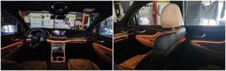 더뉴싼타페TM 엠비언트라이트 무드등 작업으로 바뀐 실내분위기 / 고양, 일산, 김포, 파주