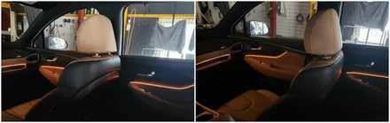 더뉴싼타페TM 엠비언트라이트 무드등 작업으로 바뀐 실내분위기 / 고양, 일산, 김포, 파주