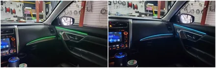 실내분위기를 은은한 조명으로 꾸미는 닛산 알티마 엠비언트라이트시공 / 고양, 일산, 김포, 파주