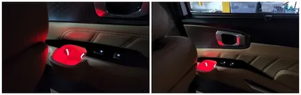 쏘렌토mq4 엠비언트무드램프 대쉬보드와 조그다이얼 및 컵홀더2열까지 순정연동으로 시공 / 고양, 일산, 김포, 파주