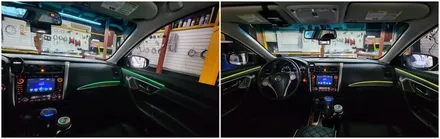 실내분위기를 은은한 조명으로 꾸미는 닛산 알티마 엠비언트라이트시공 / 고양, 일산, 김포, 파주