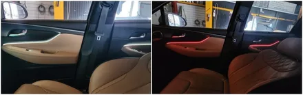 더뉴싼타페TM 엠비언트라이트 무드등 작업으로 바뀐 실내분위기 / 고양, 일산, 김포, 파주