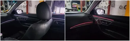 실내분위기를 은은한 조명으로 꾸미는 닛산 알티마 엠비언트라이트시공 / 고양, 일산, 김포, 파주