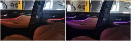 더뉴싼타페TM 엠비언트라이트 무드등 작업으로 바뀐 실내분위기 / 고양, 일산, 김포, 파주