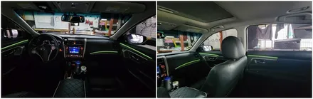 실내분위기를 은은한 조명으로 꾸미는 닛산 알티마 엠비언트라이트시공 / 고양, 일산, 김포, 파주