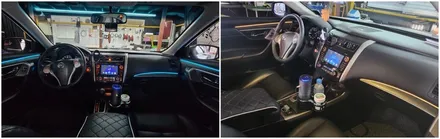 실내분위기를 은은한 조명으로 꾸미는 닛산 알티마 엠비언트라이트시공 / 고양, 일산, 김포, 파주