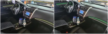 실내분위기를 은은한 조명으로 꾸미는 닛산 알티마 엠비언트라이트시공 / 고양, 일산, 김포, 파주