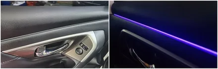 실내분위기를 은은한 조명으로 꾸미는 닛산 알티마 엠비언트라이트시공 / 고양, 일산, 김포, 파주