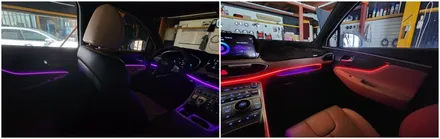 더뉴싼타페TM 엠비언트라이트 무드등 작업으로 바뀐 실내분위기 / 고양, 일산, 김포, 파주