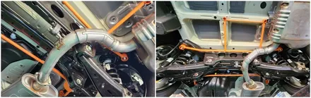 차가 튼튼해져 안정적인 코너링과 고속주행시 흔들림이 줄어드는 쏘렌토mq4 하체보강 언더바&스트럿바 / 고양, 일산, 김포, 파주