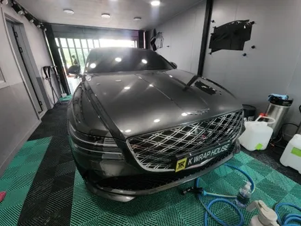 창원랩핑 제네시스 G80 전체랩핑 락그레이 크롬딜리트 블랙에디션 휠도색｜케이랩하우스 / 창원시 진해구