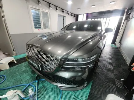 창원랩핑 제네시스 G80 전체랩핑 락그레이 크롬딜리트 블랙에디션 휠도색｜케이랩하우스 / 창원시 진해구