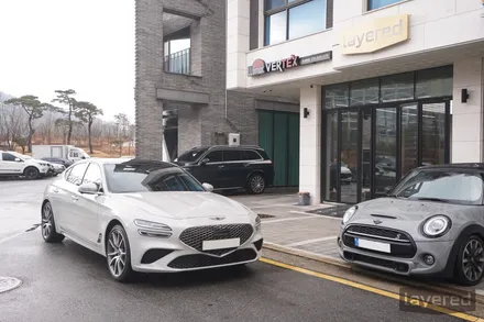 제네시스 G70 바트나그레이 신차패키지 썬팅은 루마 버텍스900과 버텍스700 밝은썬팅으로! / 성남, 판교, 용인