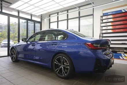 BMW 320i MSP 포르티망블루 / 베이지 판교 루마 버텍스 1100 + 900 조합으로 썬팅 PPF 가죽코팅 유리막코팅까지 신차패키지 시공완료 / 성남, 판교, 용인
