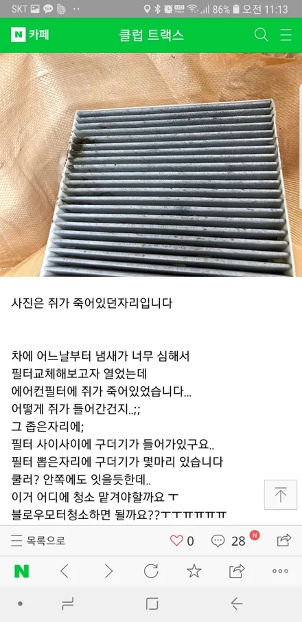 부산에바크리닝 마우스펜스 작업 최초시공 후기 쉐보레 트랙스 / 부산 사상구 삼락동