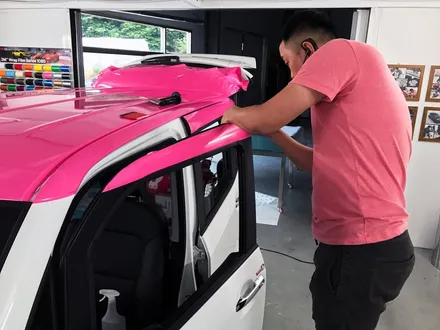 기아 레이 루프스킨 핑크 시공 - by 의정부 오토아틀리에, 레이, 레이루프스킨, 레이랩핑, 의정부랩핑, 의정부 카스킨,