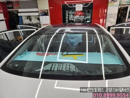 아반떼AD 뒷유리에 생긴 기포 뽀글이 필름제거 후면열선 썬팅재시공 이비오스CX60 / 고양시 덕양구 대자동