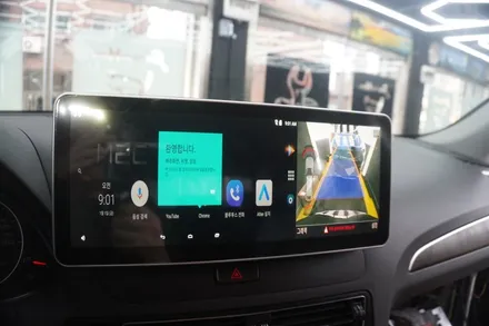 아우디 Q5 내비게이션 모니터 교체 국산 12.3인치 안드로이드셋탑  M2C200A플러스 아틀란V5 기본 사용 카블릿 잡소리 방지 시공