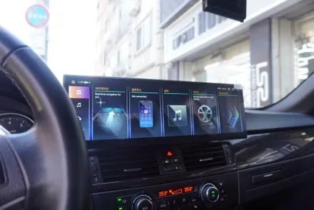 BMW E 바디 3시리즈 328 컨버터블 해외 직구 안드로이드 올인원 15인치 와이드 모니터 교체  신형 스마트키 이지가드 설치 작업