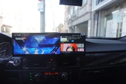 BMW E 바디 3시리즈 328 컨버터블 해외 직구 안드로이드 올인원 15인치 와이드 모니터 교체  신형 스마트키 이지가드 설치 작업