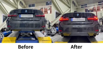 [인천 바쿠 휠 마스터] BMW 블랙유광 도색 및 머플러 도색 / 인천 서구, 부평, 부천