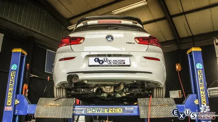 BMW 118d 듀얼팁 장착 / 이미테이션 듀얼배기 / JSR 76파이 듀얼팁 블랙크롬 - 성남 분당 용인 배기 튜닝샵 익서스팩토리 / 용인 처인구