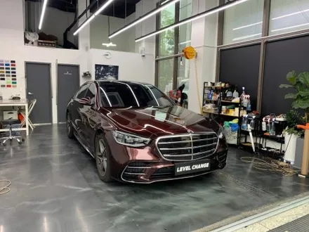 벤츠 S 클래스 오토 벨벳 글로스 블랙 로즈 메탈릭 전체랩핑 중랑구랩핑 / 서울 중랑구