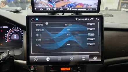 코란도C 13.3인치 안드로이드올인원 카인원 아이나비3D 프로맥스설치 기존 10.1인치 탈거후 장착