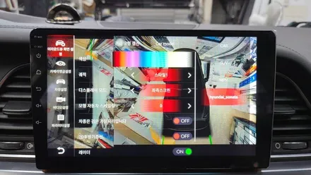 아슬란 아이나비3D 카인원 안드로이드올인원 3D 어라운드뷰 설치 핸들리모컨 연동 순정 내비게이션 모니터 탈거후 장착