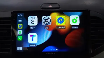 올뉴모닝 카나로Q 4+64GB 안드로이드올인원 및 AHD 후방카메라 설치하였습니다. 안드로이드오토 카플레이 , 시공 by 용인 블루존