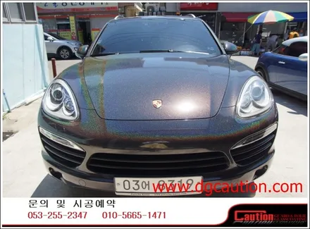 포르쉐카이엔디젤 전체랩핑 입니다.[대구랩핑][포르쉐랩핑][대구카스킨][유광블랙랩핑] / 대구 수성구 황금동