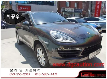 포르쉐카이엔디젤 전체랩핑 입니다.[대구랩핑][포르쉐랩핑][대구카스킨][유광블랙랩핑] / 대구 수성구 황금동