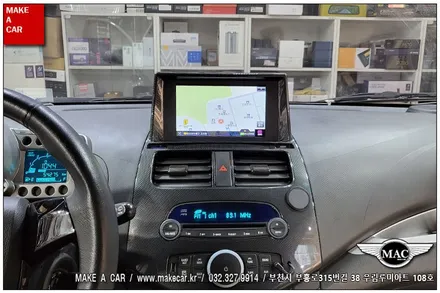 [ 상동 네비매립 ] 스파크 폰터스P570 7인치네비게이션 상단매립 - 부천 메이크어카