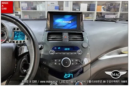 [ 상동 네비매립 ] 스파크 폰터스P570 7인치네비게이션 상단매립 - 부천 메이크어카