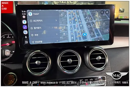 [ 상동 내비매립 ] 벤츠 GLC300 카인원 12.3인치 안드로이드올인원 장착 - 부천 메이크어카