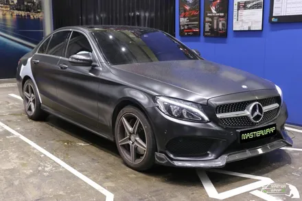 수원랩핑 벤츠 c클래스 c200d 리어휀다 사틴블랙 래핑 / 수원 인계동